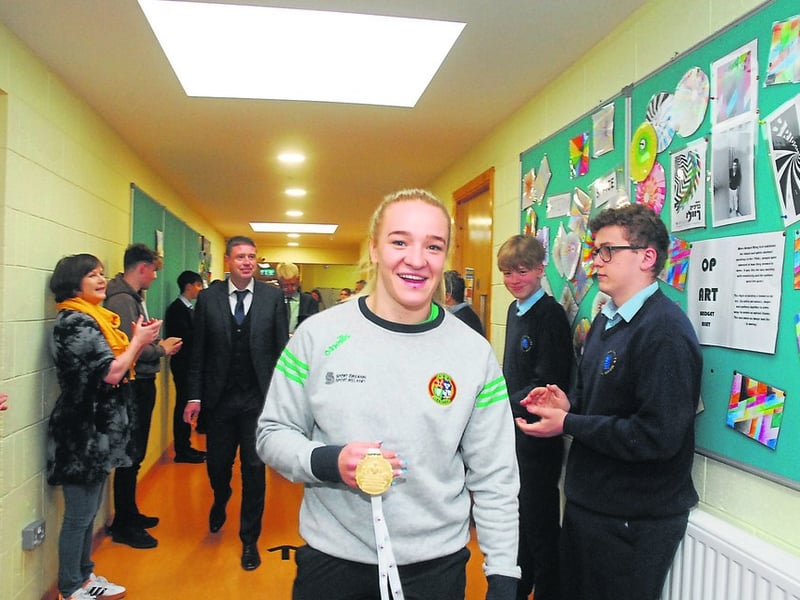 Gold medal boxer Amy Broadhurst visits Carrigallen Vocational School