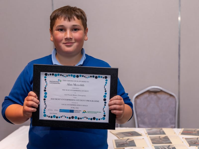 Primary school students from around Offaly have been rewarded for their business endeavours by the Local Enterprise Office Offaly as part of its "Most Enterprising Student" initiative. CLICK ON NEXT TO GO THROUGH THE GALLERY OF PICTURES  Cloneygowan NS