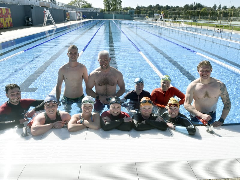 Members and swimming groups were given a preview swim ahead of the opening at Hilsea Lido in Portsmouth, on Friday, April 24. 2026.Pictured is: RNLI lifeguards and lifeboat crew from Portsmouth who were training at the Hilsea Lido.Picture: Sarah Standing (240426-357)