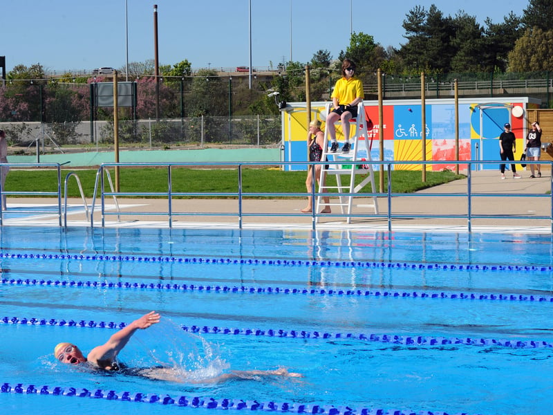 Members and swimming groups were given a preview swim ahead of the opening at Hilsea Lido in Portsmouth, on Friday, April 24. 2026.Picture: Sarah Standing (240426-3221)