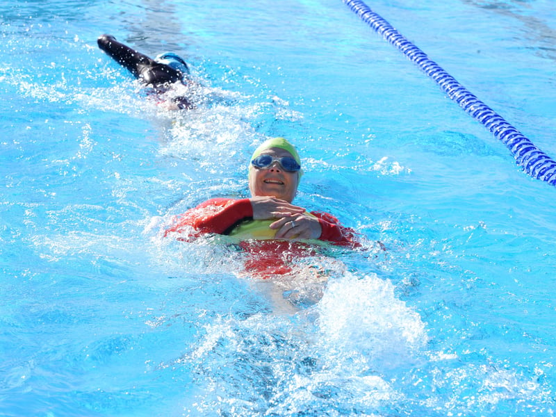 Members and swimming groups were given a preview swim ahead of the opening at Hilsea Lido in Portsmouth, on Friday, April 24. 2026.Pictured is: Mel Dixon from the RNLI during training. Picture: Sarah Standing (240426-3333)