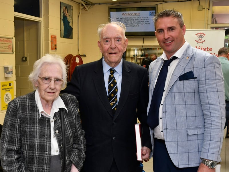 ABOVE: Anne and Tony Nolan with Joseph Brennan. Tony is one of the oldest past pupils. His father, Mick, was on the pitch playing for Tipperary on Bloody Sunday 1920.PICTURE: HARRY REID