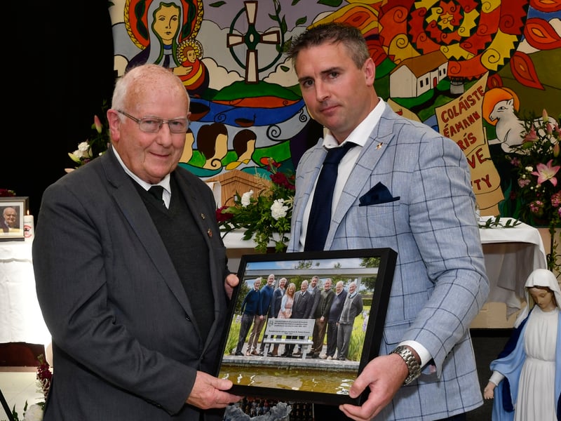 ABOVE: A presentation was also made to Frank McKenna, a past Principal.PICTURE: HARRY REID