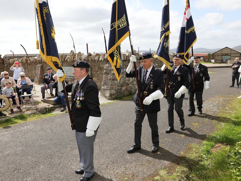 Standard bearers from the British Royal Navy Association taking part in the Laurentic Commemoration.