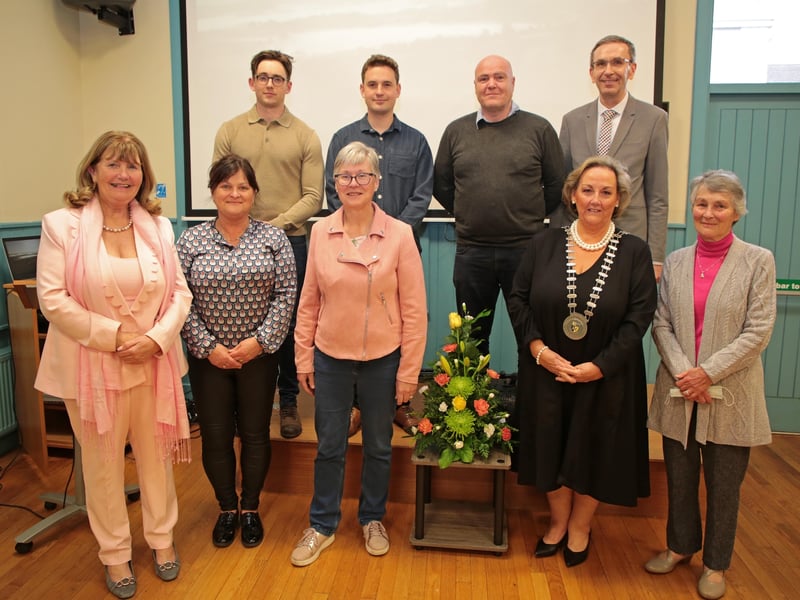 Patrick McGivney, Robert Higgins with Bernard Sexton, Martin Morris, Mary Carleton Reynolds, Rosemary Gaynor, Barbara Heslin, Peggy Nolan and Sr Maeve