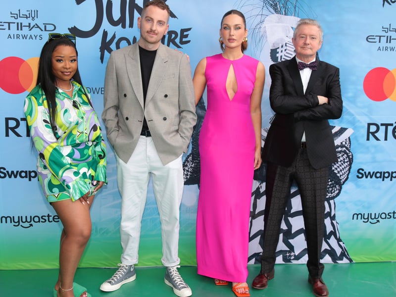 Junk Kouture judges Soule, Stephen McLaughlin, Roz Purcell and Louis Walsh pictured at the Junk Kouture 2022 final at the Bord Gais Energy Theatre, Dublin. Pic: Brian McEvoy