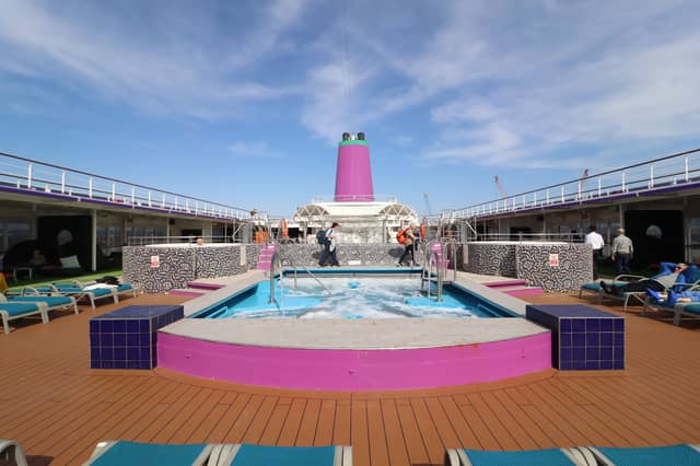 MS Ambition visited Portsmouth on April 23. Pictured is the top deck with a swimming pool.