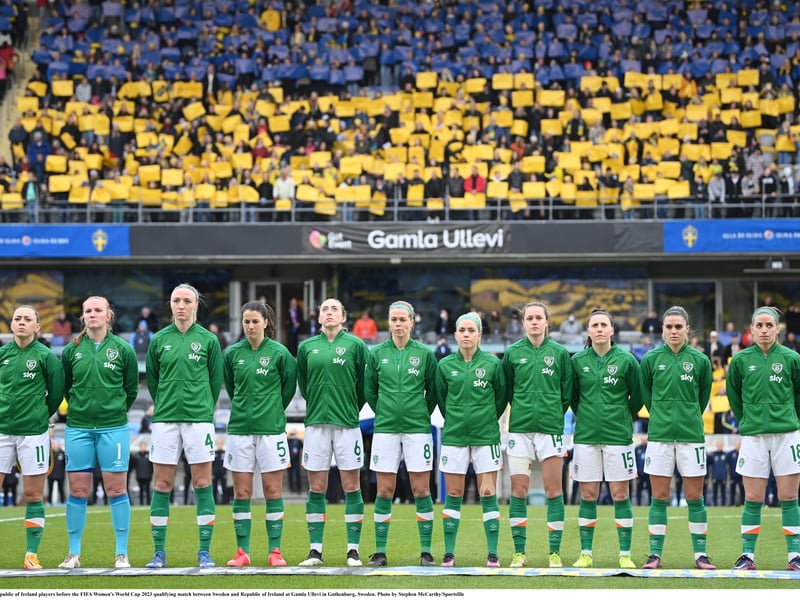 Republic of Ireland players before the FIFA Women's World Cup 2023 qualifying match against Sweden