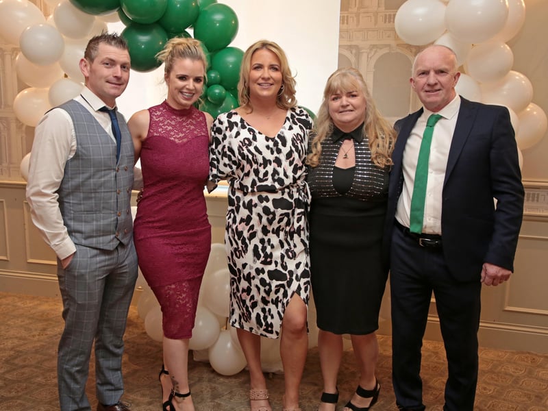 Caption: Killashee St Brigid's GAA club players, mentors and supporters came together last Saturday night in the Longford Arms Hotel to celebrate one of the most successful years in the club's history. Presentations were made to Killashee's double intermediate champions and Patsy Reilly Cup winners. Pictured are Davie O'Neill, Natasha Cosgrove, Stacey Hussey, Mairead and Brendan CosgrovePicture: Shelley Corcoran