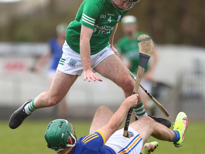 Caption: Emmet Corrigan of Longford is tackled by Ciarán Duffy of Fermanagh during the Allianz Hurling League Division 3B Final at Avant Money Páirc Seán Mac Diarmada Photo by Michael P Ryan/Sportsfile