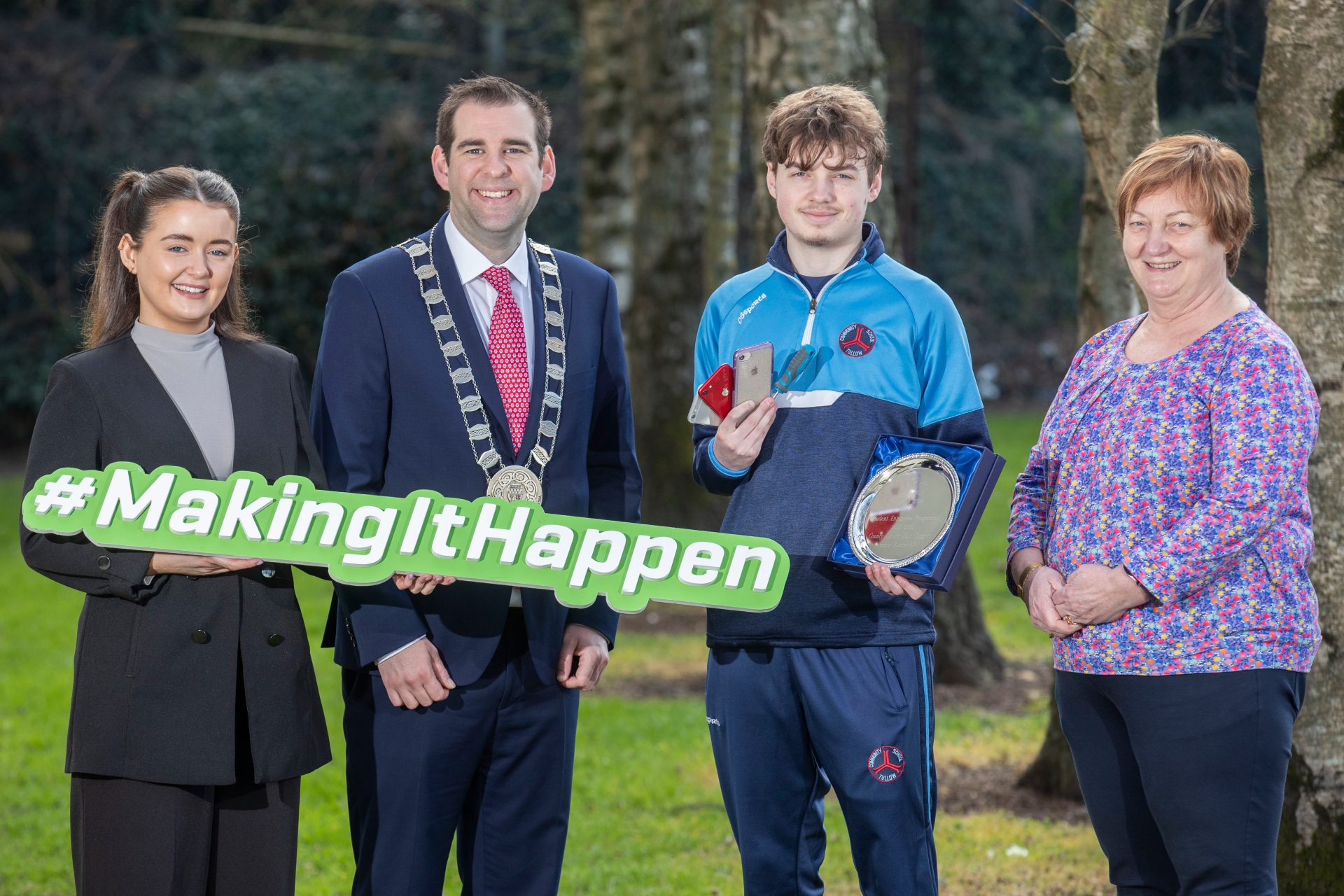Local Enterprise Office Carlow have announced that winning teenager entrepreneurs from St. Mary’s Knockbeg College and Gaelcholáiste Cheatharlach will represent County Carlow at this year’s Student Enterprise Programme National Finals on Wednesday May 18. The Finals return to a physical event this year at The Helix in Dublin having been held online in 2020 and 2021.  The students all took part in the County Carlow Final recently, which was held online. An estimated 600 students from nine schools took part in the annual programme locally. The enterprise education initiative, funded by the Government of Ireland through Enterprise Ireland and delivered by the 31 Local Enterprise Offices in local authorities throughout the country, saw over 24,000 students from just under 500 secondary schools across the country take part in 2020 / 2021.  The programme supports students to create, design and market their own business, all with the hope of reaching the National Finals. In the Senior Category of the competition, County Carlow will be represented on May 18 by Cian Campion from “Campion Cutz” at St. Mary’s Knockbeg College, Carlow. In the “Most Creative Business Idea” section open to senior students, Ruby Ní Ghatlaoich from Gaelcholáiste Cheatharlach came out on top. Her idea “Toe Tappers” goes forward to the Finals.   Nathan Doyle from Tullow Community School  Special guests at the County Carlow Final included Fintan Phelan, Cathaoirleach of Carlow County Council. Speaking at the county final, Jim Woods, Business Advisor of Local Enterprise Office Carlow congratulated the students, saying: “We have a very successful student enterprise programme here in County Carlow, with over 600 students from nine local schools taking part this year. “Our national finalists are excellent ambassadors for the programme and we wish them the very best of luck on Friday 18, and we will all hope to be there to support them. In what has been a particularly challenging couple of years for students the