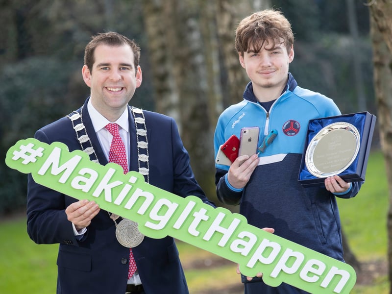Nathan Doyle with Cathaoirleach Fintan Phelan