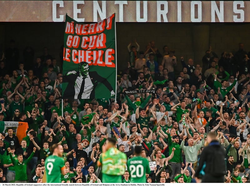 Irish supporters after the international friendly match between Republic of Ireland and Belgium at the Aviva Stadium