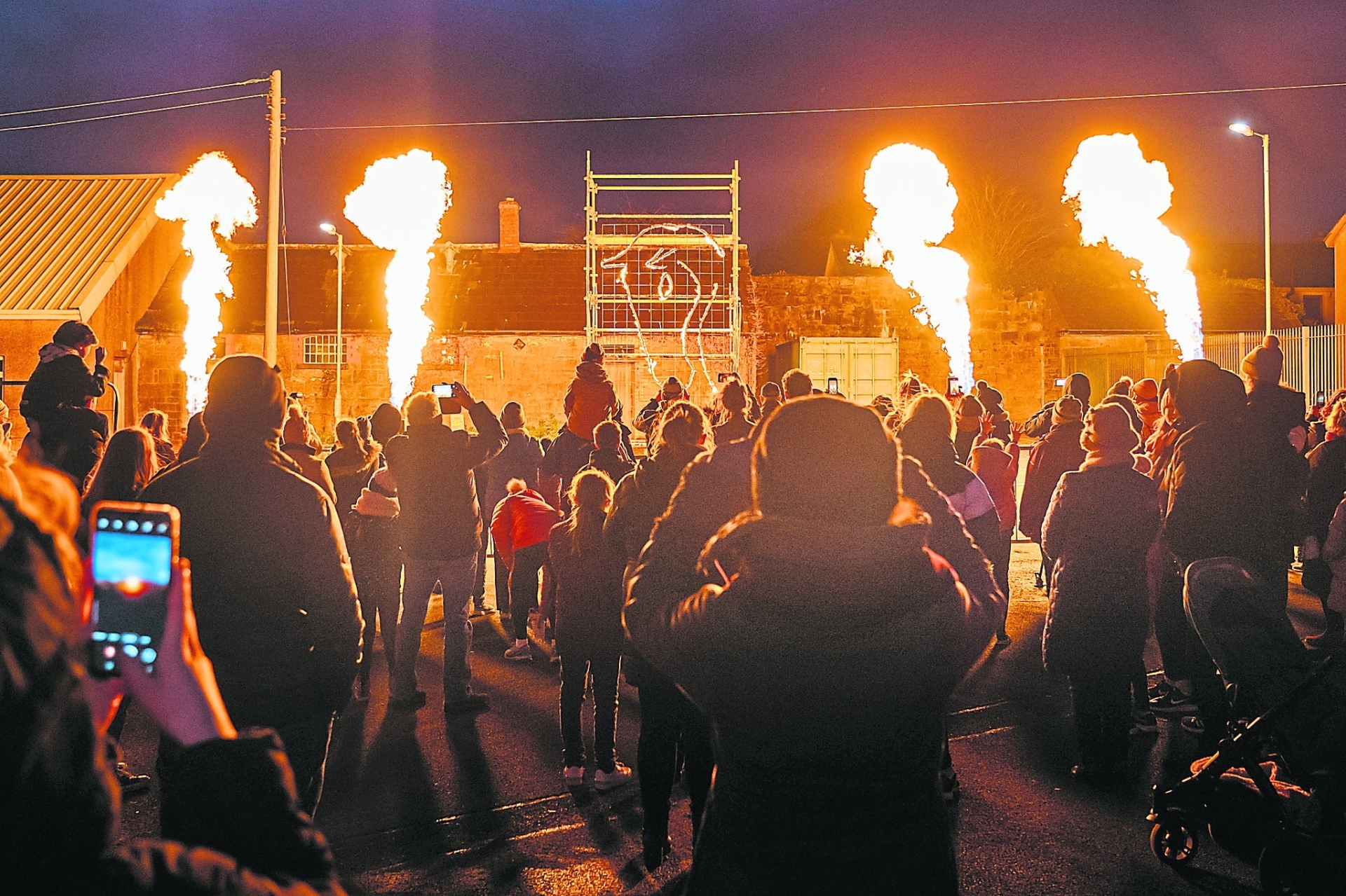 A fire performance at Connolly Barracks on Saturday night attracted a large crowd Picture: Ugnius Brazdziunas Connolly Barracks was lit up last weekend as the Light Brigade lantern installation opened up to the public. The weekend was a huge success, with over 1,000 people attending the free event. On Saturday night, Cathaoirleach of Longford County Council - Peggy Nolan launched the show, there was fire-drawing, a pyrotechnic display and music commissioned for the event by local musicians Cronin. The stunning lantern sculpture project was the result of many months of collaboration between lead artist Tom Meskell and over eighty people from Longford, including Killoe Men's Shed, Longford YouthReach, Ballymahon Vocational School, Ballymahon Mercy, Moyne Community College and Templemichael College, St Christopher's School and Longford Women's Link had workshops with Tom during 2021 and really enjoyed learning the skills and continue to use them on other projects. They helped create the illuminated herd of life-size horses and eighty "leaf lanterns". The Light Brigade was the brainchild of Shane Crossan and funded by The Arts Council through the County Council and Backstage Theatre. The audience were awestruck by the installation, in particular the children were fascinated. The team involved for the weekend were Tommy Casby, Brendan Magan, Raquel Montero Calero and Lisa Brady. They had to withstand the varying weather conditions along with Shane and Tom but really enjoyed the experience. A special word of thanks goes to Tena O'Leary Keown and Liam Killane for helping out with stewarding the event.