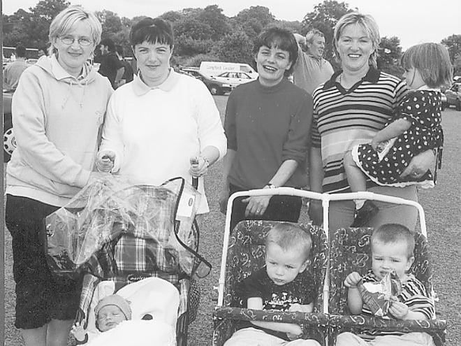 Caption: Great family day at 2001 Dring Summer festival: Geraldine Mulligan, Annette Farley and Conor, Rosaleen, Darren and Niall McGee with Mairead and Leanne Farley