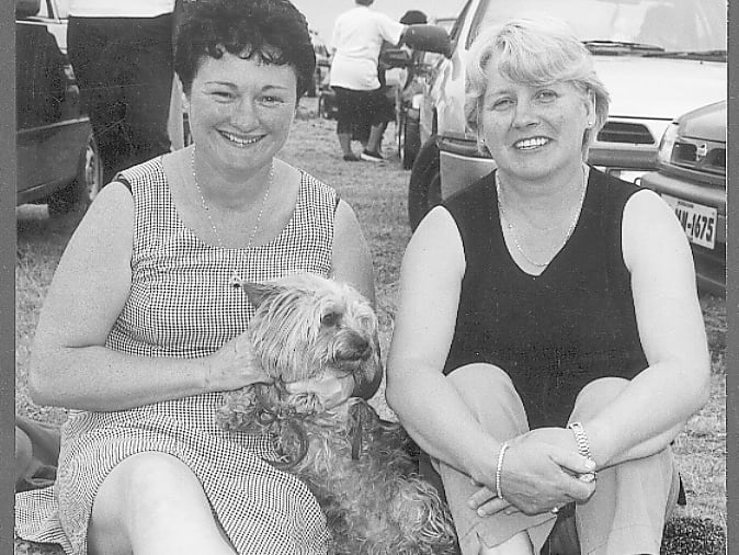 Caption: Great family day at 2001 Dring Summer festival: Sarah Murtagh, Kay Dalton with Sooty, all from Ballinalee