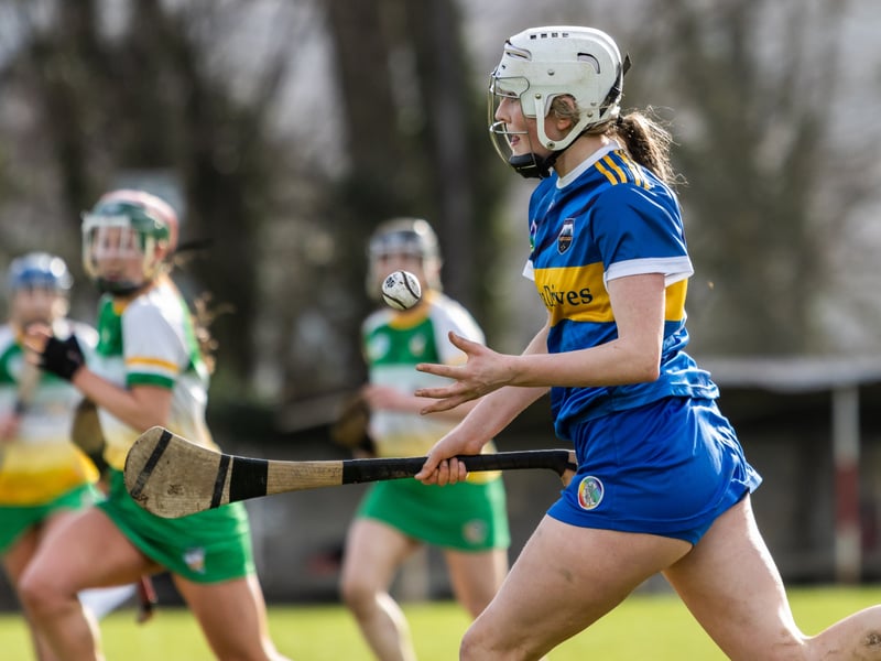 BELOW: Caoimhe McCarthy scoring her goal during Tipperary's Littlewoods Camogie League victory over Offaly in Bansha last Saturday.