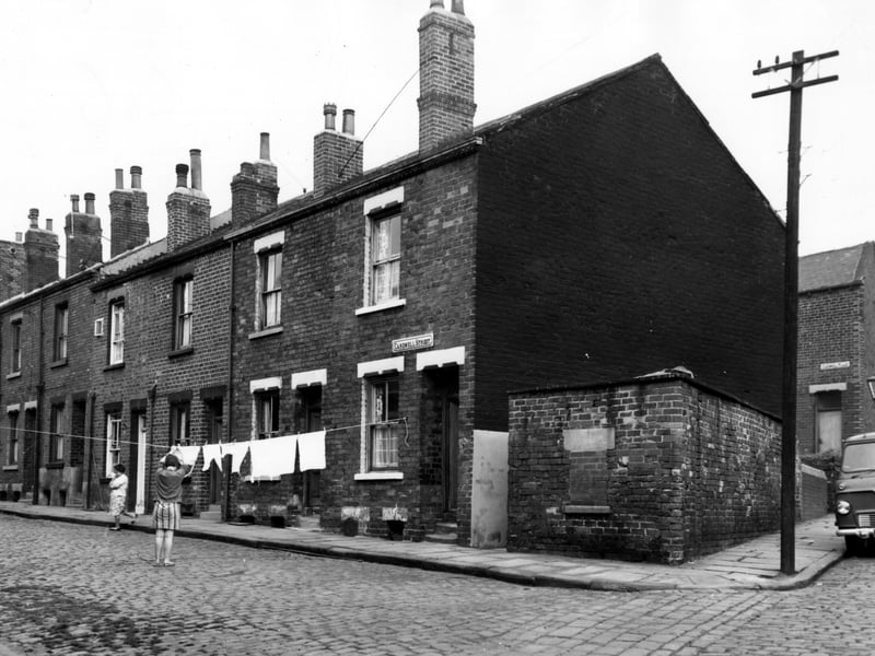 Odd numbered property on Cardwell Street, seen from Main Street in September 1966.