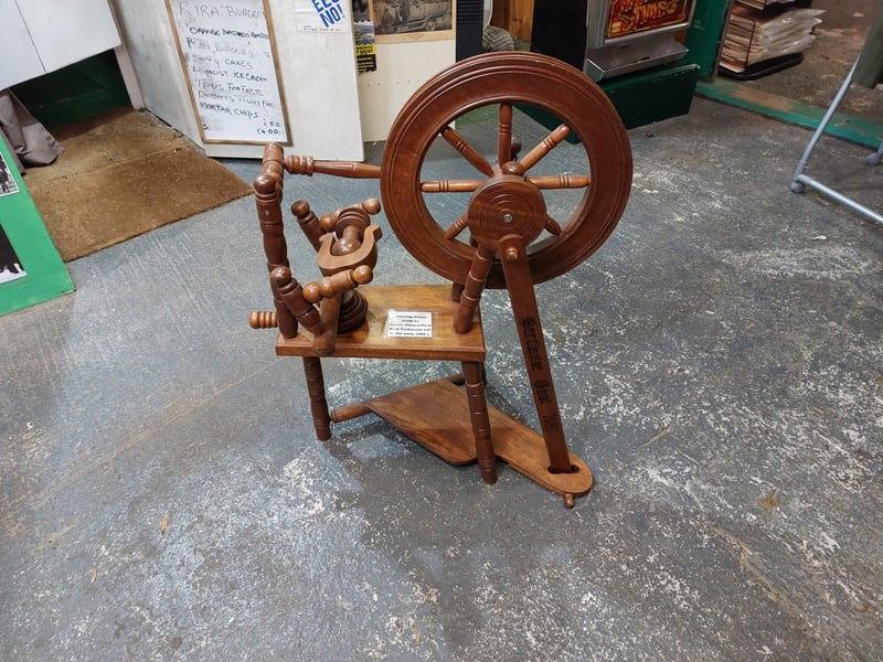 A wooden spinning wheel made by a prisoner in Portlaoise 