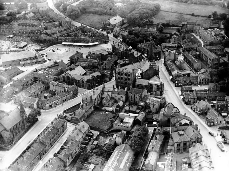 A bird's eye view of Pudsey town centre in the 1930s.