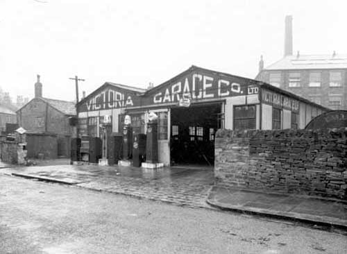 Victoria Garage Co, petrol station and repair shop on Swinnow Road. Pictured in July 1937.