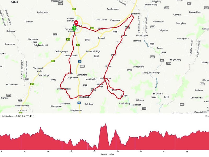Stage Six: Kilkenny – Kells – Dunnamaggin – Knocktopher – Thomastown – Inistioge – Woodstock – Thomastown – Paulstown - Kilkenny Castle