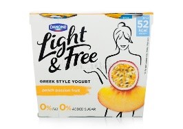- LIGHT AND FREE PEACH PASSION FRUIT Greek Style Yogurt– 4x115G  Use By Date : 31.03.21,