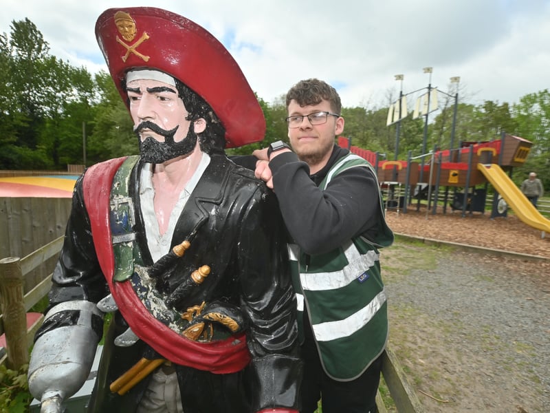 The zoo has a popular gift shop which features plenty of soft toys to take home to remember a day out at the zoo. Pictured here is Nathan Scollay-Harris at the Blackbeards Pirate ship play area. 