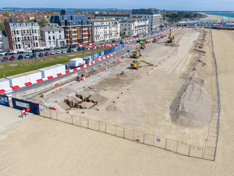 New sea defences are being created between South Parade Pier and Speakers' Corner in Southsea
Picture: Marcin Jedrysiak