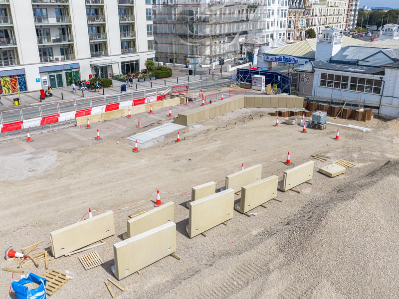 New sea defences next to South Parade Pier in Southsea with 349 new concreate units being installed between the promenade and the beach.
Picture: Marcin Jedrysiak