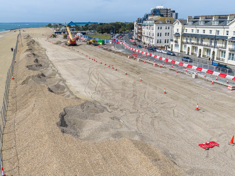 New sea defences next to South Parade Pier in Southsea with the new concreate units being installed between the promenade and the beach.
Picture: Marcin Jedrysiak