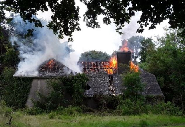 Extensive damage was caused to the roof of the disused dwelling. 