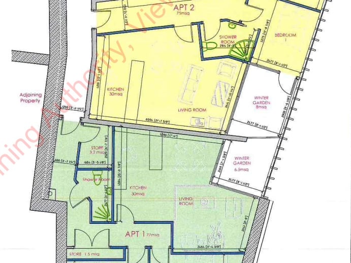 Below: the layout of the apartments.