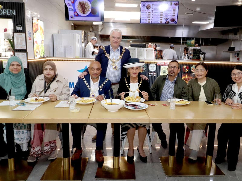 Staff with the Lord Mayor Gerrald Vernon-Jackson and Deputy Lord Mayor Abdul Kadir