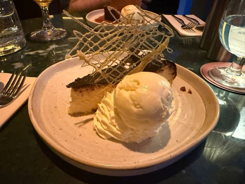 To finish off we ordered the burnt Basque cheesecake which was served with ice cream as my partner can't eat cherries which are usually served with it.