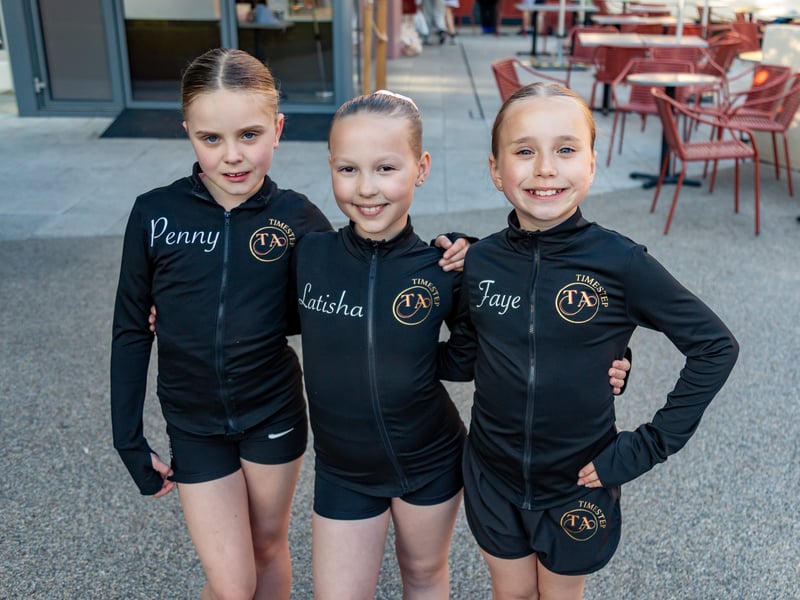 Nine-year-olds Penny Drayton, Latisha Rayment and Faye Terry after their performance at Gunwharf