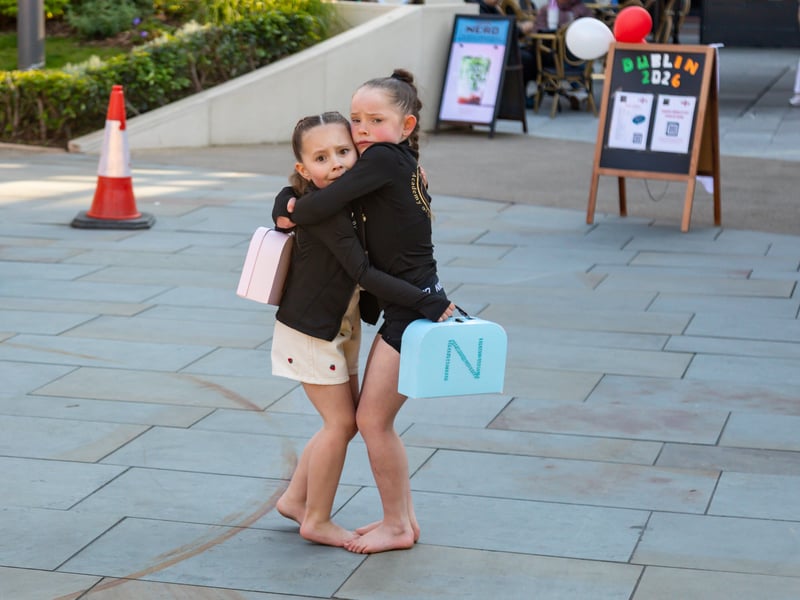 Nelly Rose, five and Nellie Davies, six, singing Nelly The Elephant 
