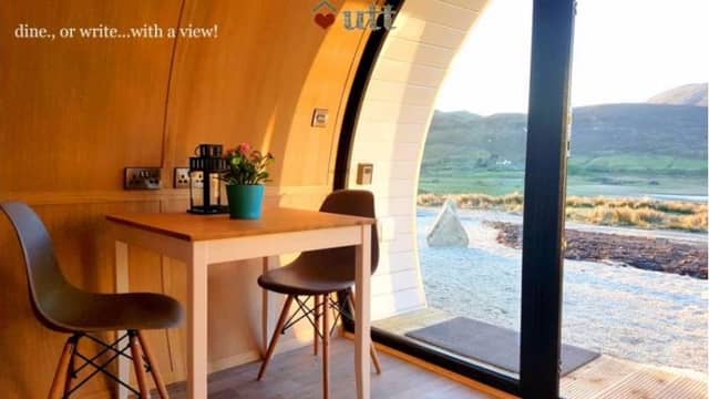 It has central heating, Wi-Fi, mains water, electricity and also shares a septic tank with the pod.