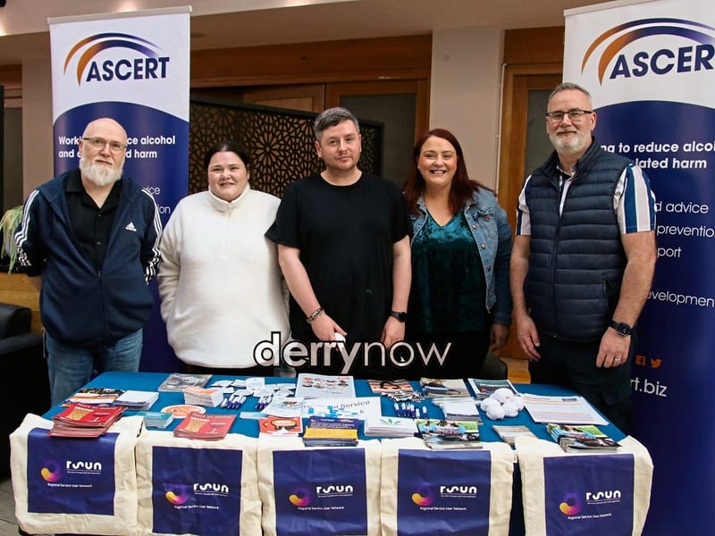 Joe, Caitlin, Gary, Colleen and Rodney, ASCERT Team, pictured at Health Fest NW held in The Millennium Forum. (Photos - Deirdre Heaney, nwpresspics)
