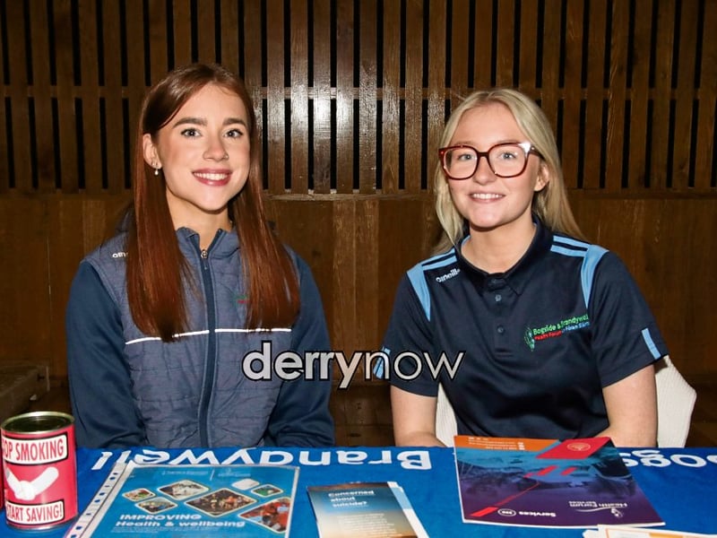 Eimear and Emily, Bogside and Brandywell Health Forum Team pictured at Health Fest NW held in The Millennium Forum.