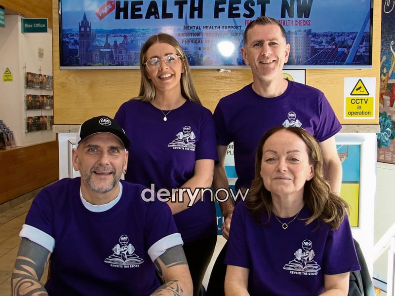 Gary Rutherford, Marty Hagan, Laura Curran and Maggs Campbell pictured at Health Fest NW held in The Millennium Forum. (Photos - Deirdre Heaney, nwpresspics)