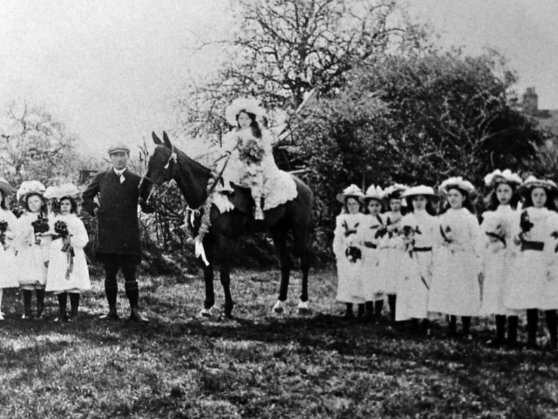 Typed at the top of this print is 'May Queen 1908. Miss Gracie Bromley.' There are no further details.