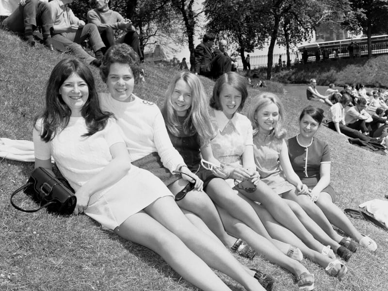Enjoying the sunshine at Princes Street Gardens, Edinburgh, in 1970