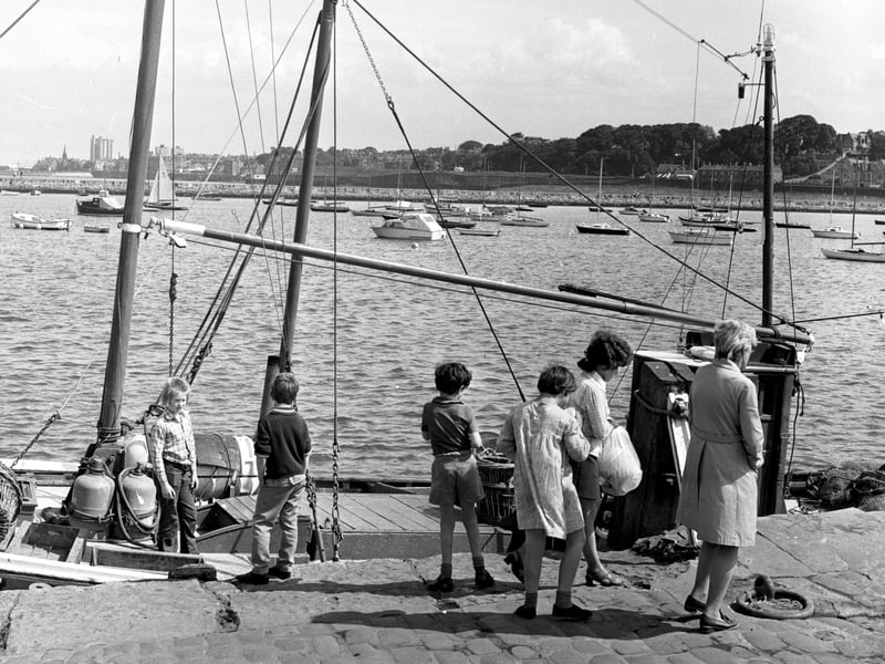 Ready to go sailing at Granton Harbour, Edinburgh, in July 1972