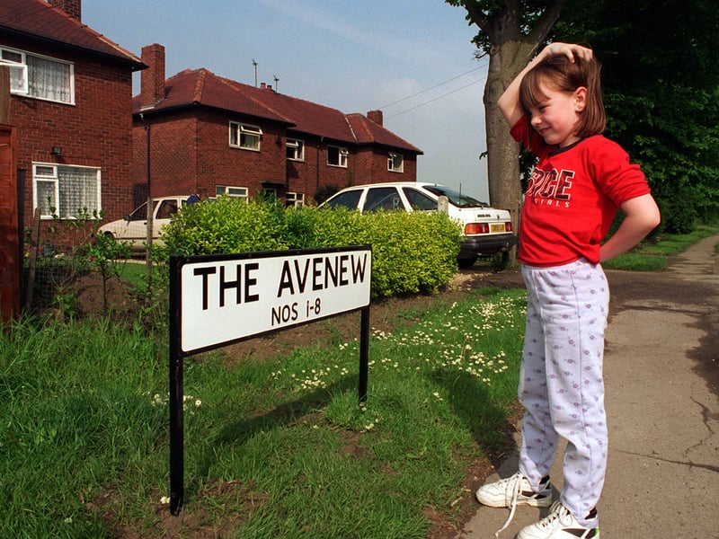 Do you really spell Avenue like that? This street sign had been put up in West Haddlesey. Pictured in May 1997.