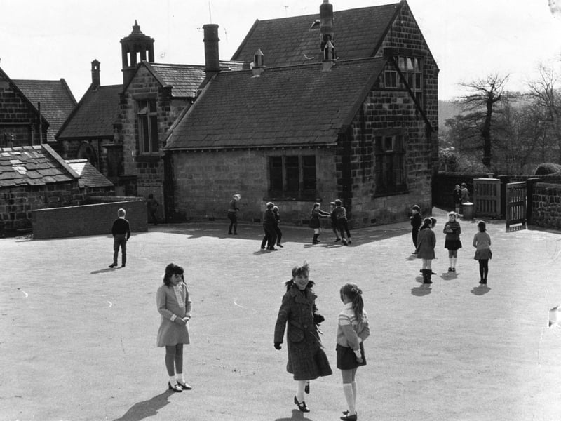 Youngsters in the playground at Meanwood Church of England School, Leeds, in March 1971