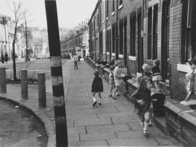 Children on Burley Lodge Road, Leeds, in October 1970