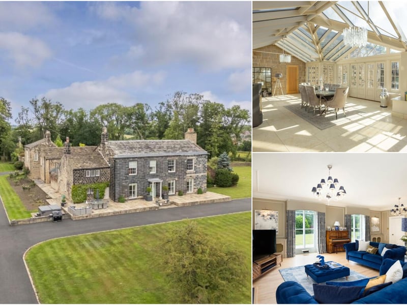 A Grade II listed Georgian residence set within roughly seven acres of private, gated grounds in Horsforth. The property combines period grandeur with high-spec modern finishes across three floors. Highlights include a Lacanche-equipped kitchen, elegant orangery, multiple reception spaces, and a cinema room. Eight bedrooms are arranged over upper levels, several with en-suites and dressing rooms. Externally, the estate features landscaped gardens, extensive outbuildings including gym and office spaces, and a substantial five-car garage.