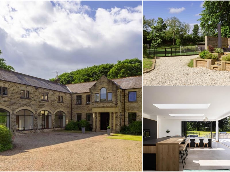 A substantial and immaculately refurbished detached residence in the sought-after village of Thorner, offering over 5,500 sq ft of high-specification accommodation within around 4.5 acres of private grounds. The home features five double bedroom suites, each with en-suites, including a principal suite with dressing room. Living space features six reception rooms, a cinema, gym, and open-plan designer kitchen with bi-folding doors. Externally, the property includes landscaped gardens, stables, and a 4G sports court.