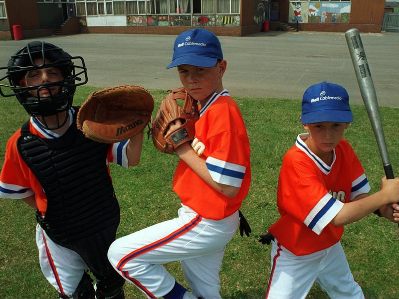 July 1996 and these Clapgate Primary School pupils had been selected to play baseball for England. Pictured, from left, are Stephen Pickles, Adam Franks and Michael Ronaldson.